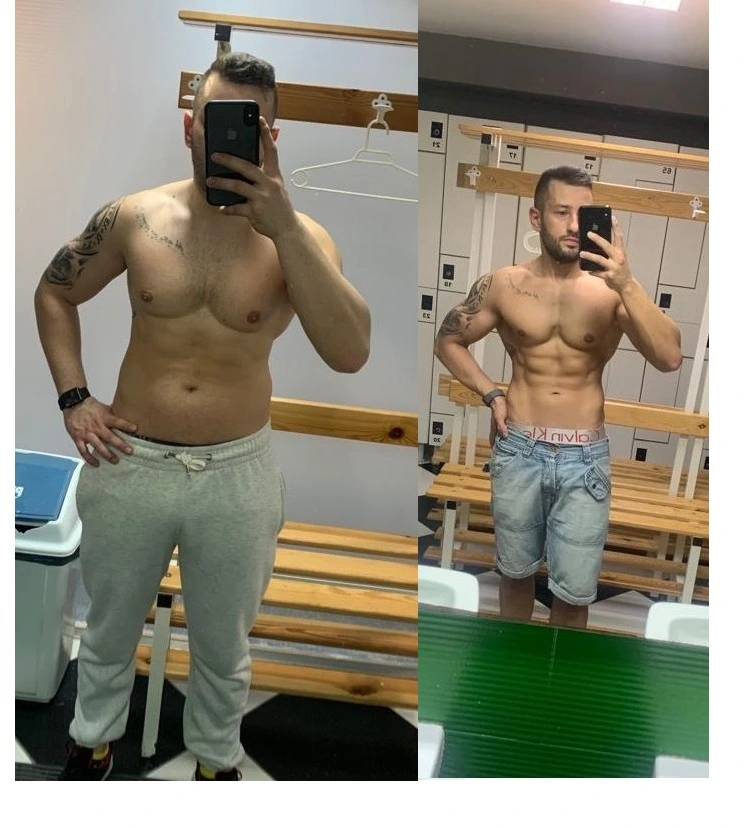 Transformación física cliente masculino — definición muscular
